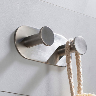 Elie Bathroom Robe and Towel Double Hook, Nickel