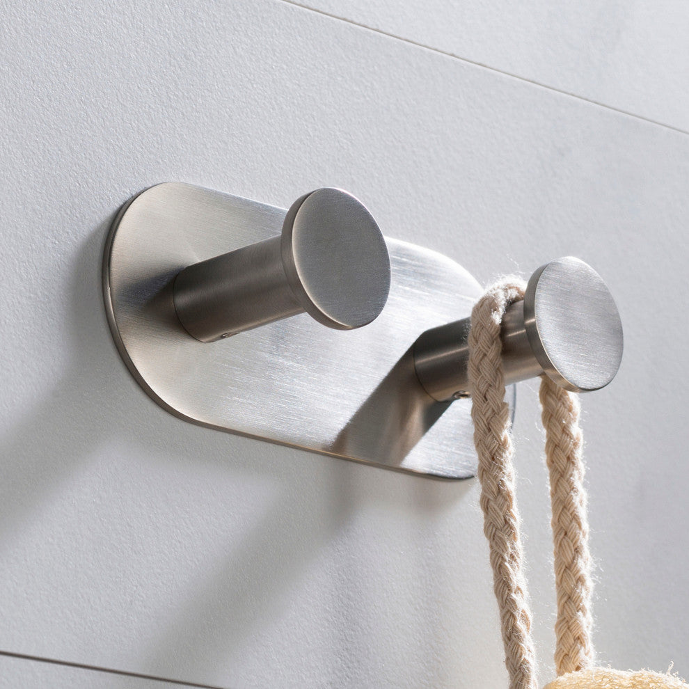 Elie Bathroom Robe and Towel Double Hook, Nickel