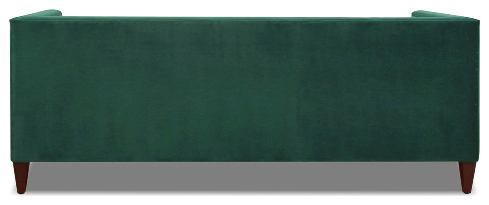 Jack 84" Modern Tuxedo Tufted Sofa, Evergreen Velvet