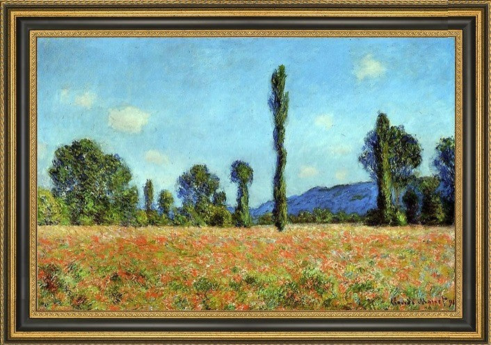 Claude Oscar Monet Poppy Field Framed Premium Canvas Print, 16"x24"
