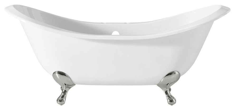 Cheviot Products Regency Cast Iron Bathtub With Faucet Holes, Chrome