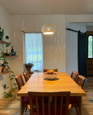 Ceiling Light: Large Claylight Pendant, Line Pattern, Incandescent Bulb
