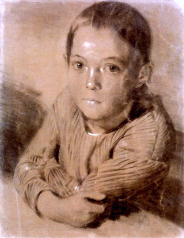 Adolph Von Menzel Drawing of a Boy, Gallery Wrapped Canvas Print, 21"x28"