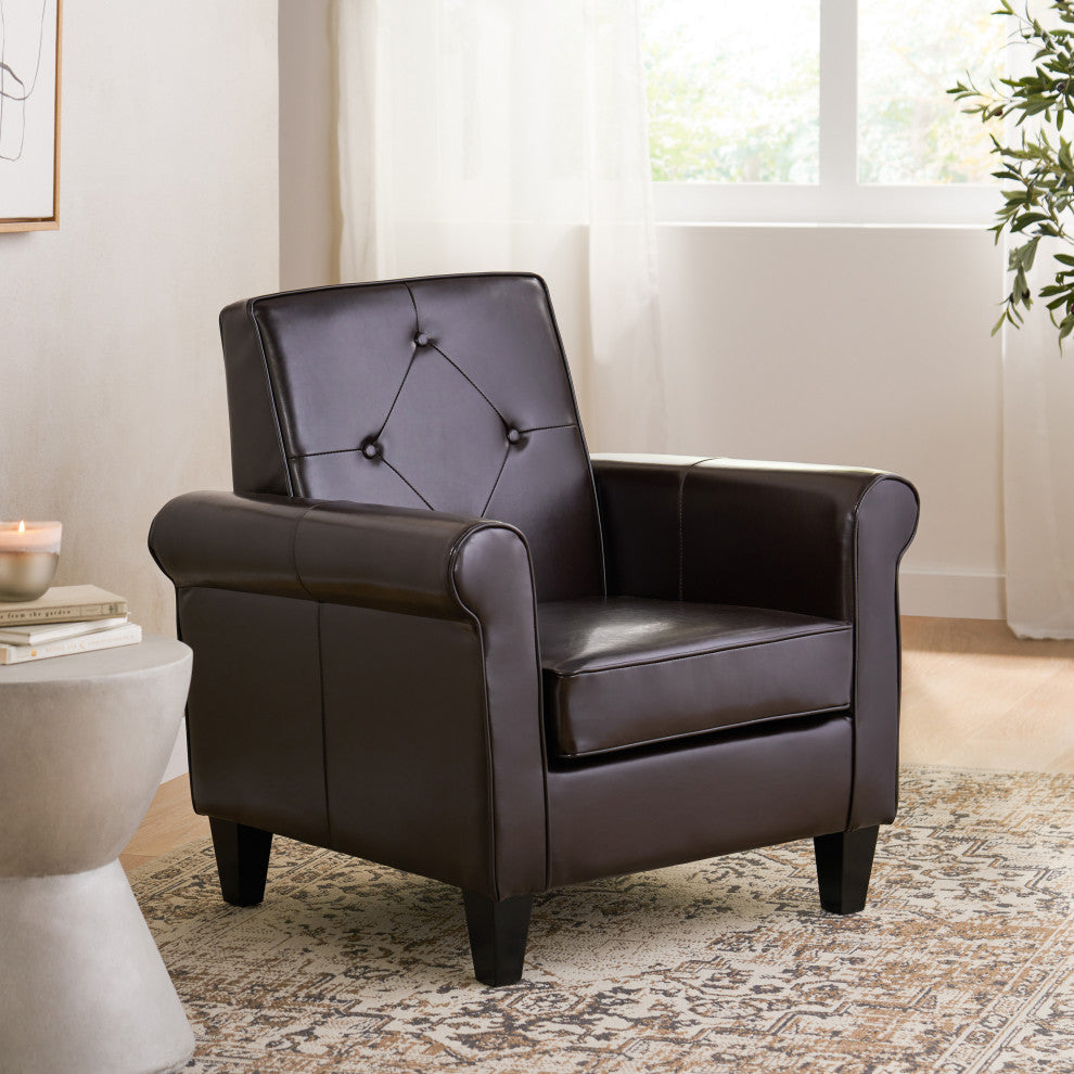 GDF Studio Barzini Leather Club Chair, Brown