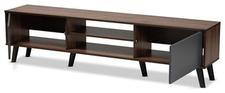 Coreen Scandinavian Modern Gray and Walnut Brown TV Stand