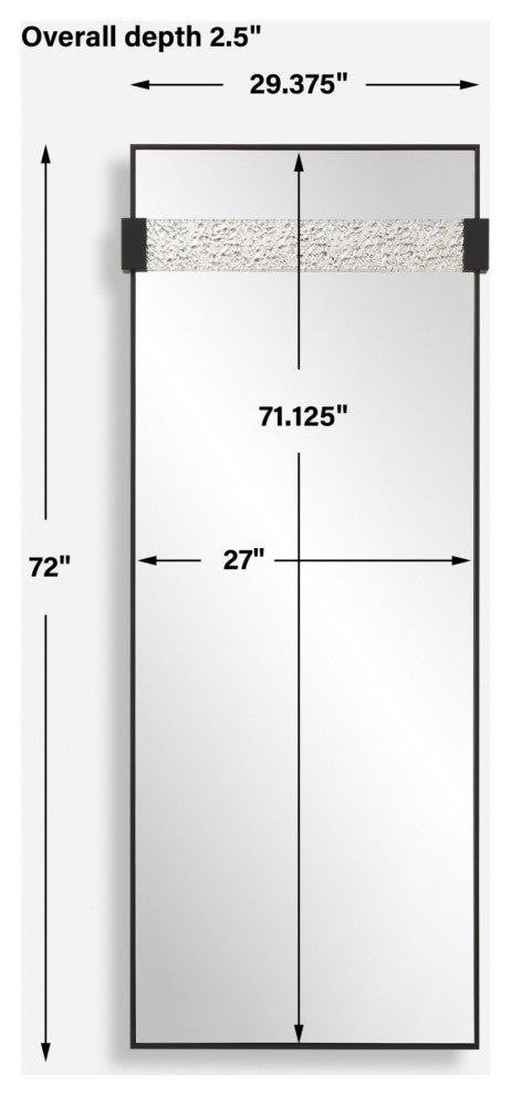 Uttermost 09980 Stratton 29-3/8" W x 72" H Rectangular Framed - Black