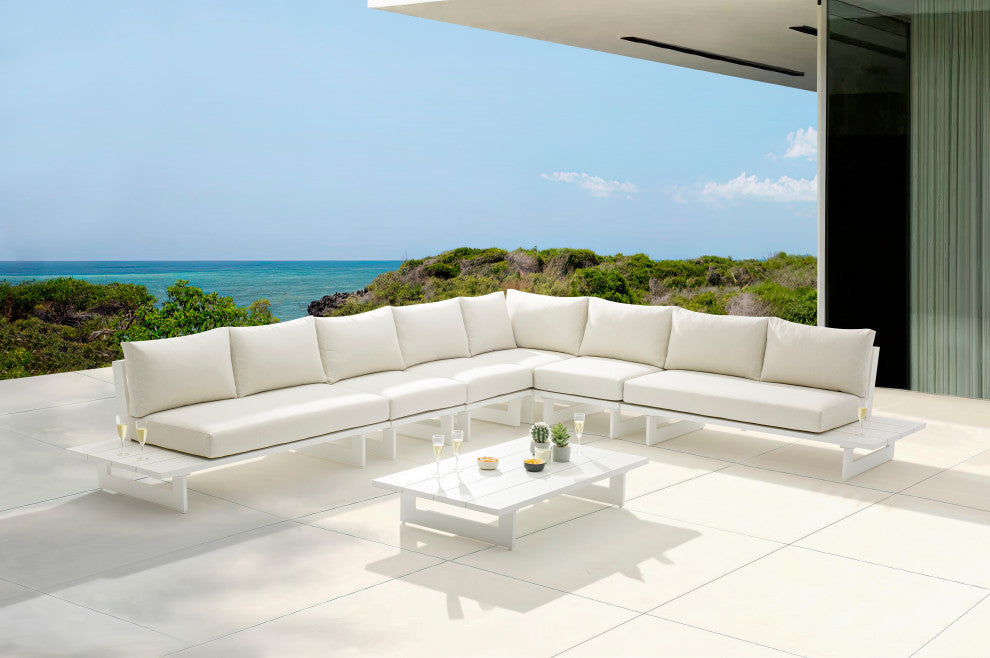 Maldives Cream Water Resistant Fabric Outdoor Patio Modular Sectional