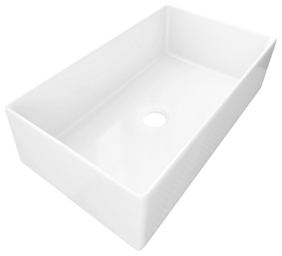 Sinber Farmhouse Apron Single Bowl Kitchen Sink with Fireclay 2 Accessories, White, 33" X 20"