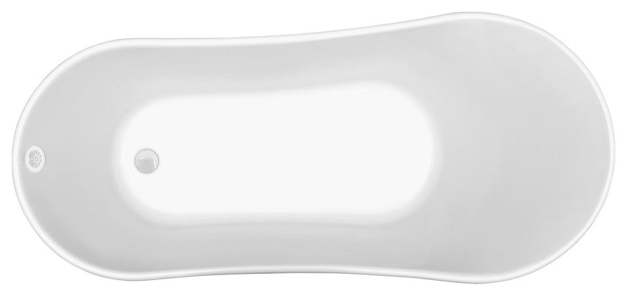 55" Streamline N343BL-WH Clawfoot Tub and Tray With External Drain