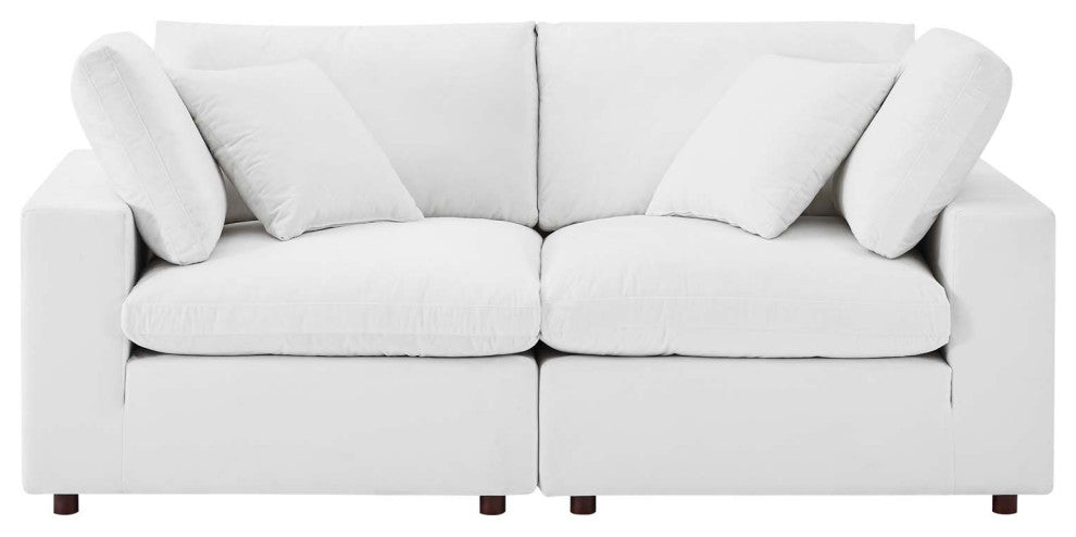 Loveseat Sofa, Velvet, White, Modern, Living Lounge Room Hotel Lobby Hospitality