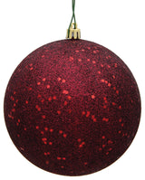 Vickerman 4" Burgundy Glitter Sequin Ball Ornament, 6 per Bag