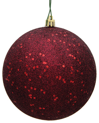 Vickerman 4" Burgundy Glitter Sequin Ball Ornament, 6 per Bag