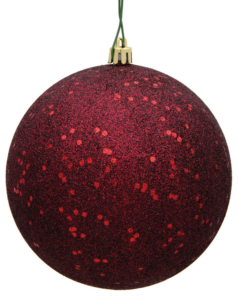 Vickerman 4" Burgundy Glitter Sequin Ball Ornament, 6 per Bag