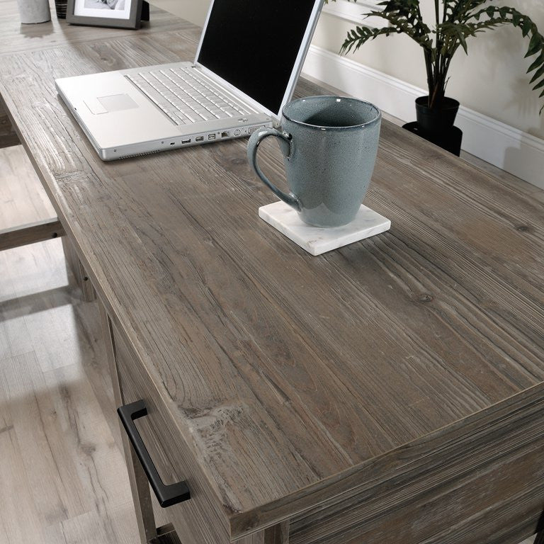 L-Shaped Desk, Large Top With Grommet Cable Management & Drawer, Pebble Pine
