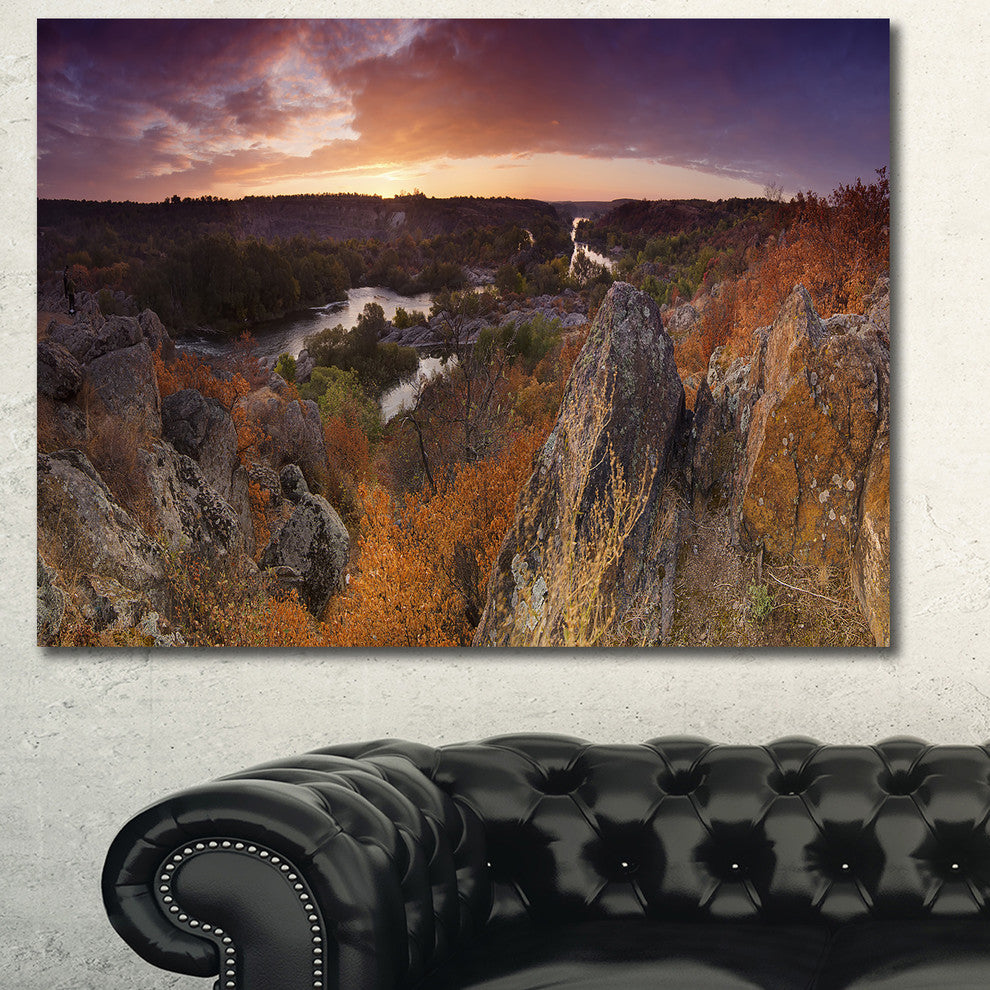 Rural Autumn Sunset Panorama, Landscape Canvas Art Print, 40"x30"