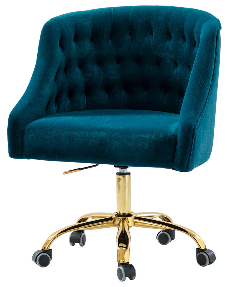 Home Office Swivel Chair with Button-Tufted Back, Teal