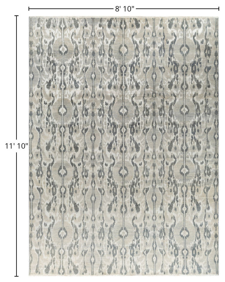 Ikat One-of-a-Kind Handmade Area Rug Gray, 8' 10" x 11' 10"