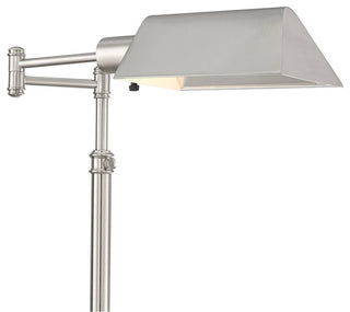 Traditional Pharmacy Floor Lamp, Adjustable Swing Arm, Brushed Nickel