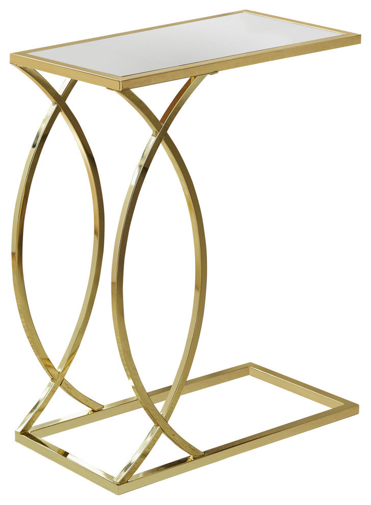 HomeRoots 18.25" x 10.25" x 24" Gold Metal Glass Accent Table
