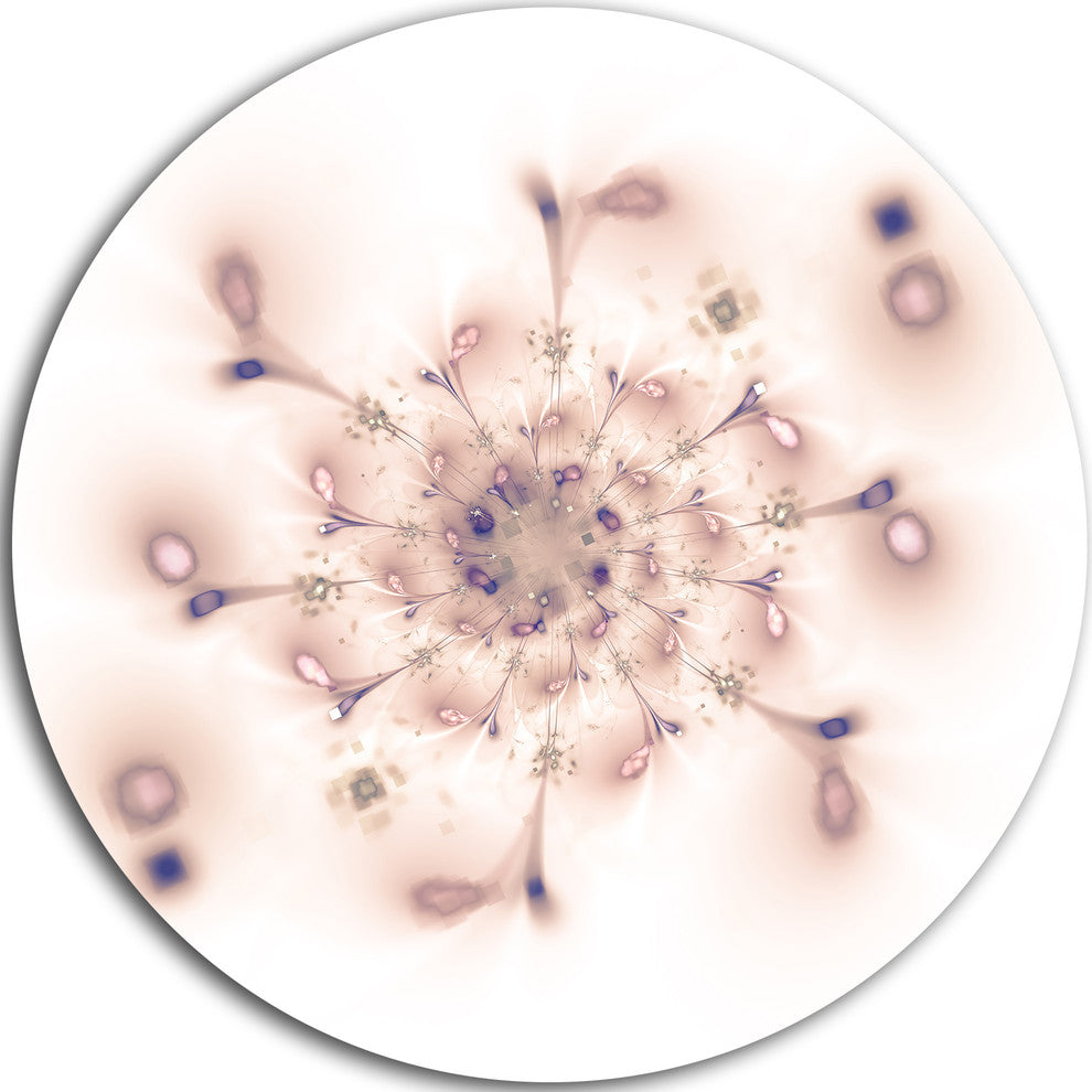Pink Fractal Flower With Abstract Petals, Floral Disc Artwork, 36"