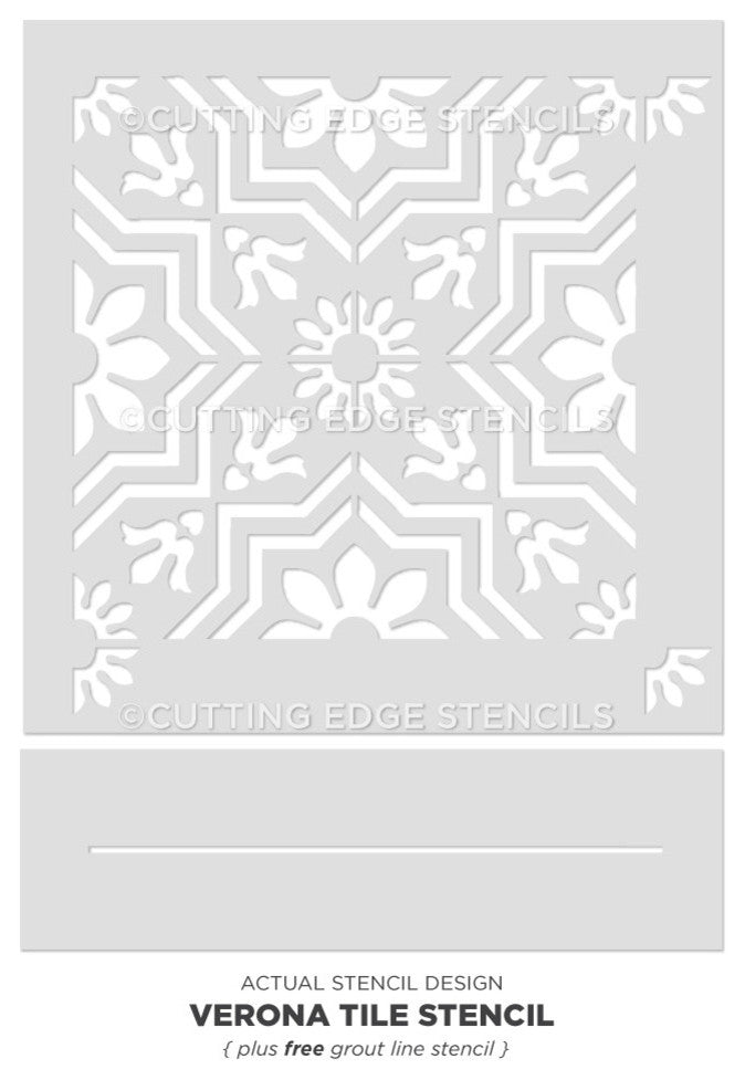 Verona Tile Stencil - DIY Faux Tiles - Cement Tile Stencils, Medium