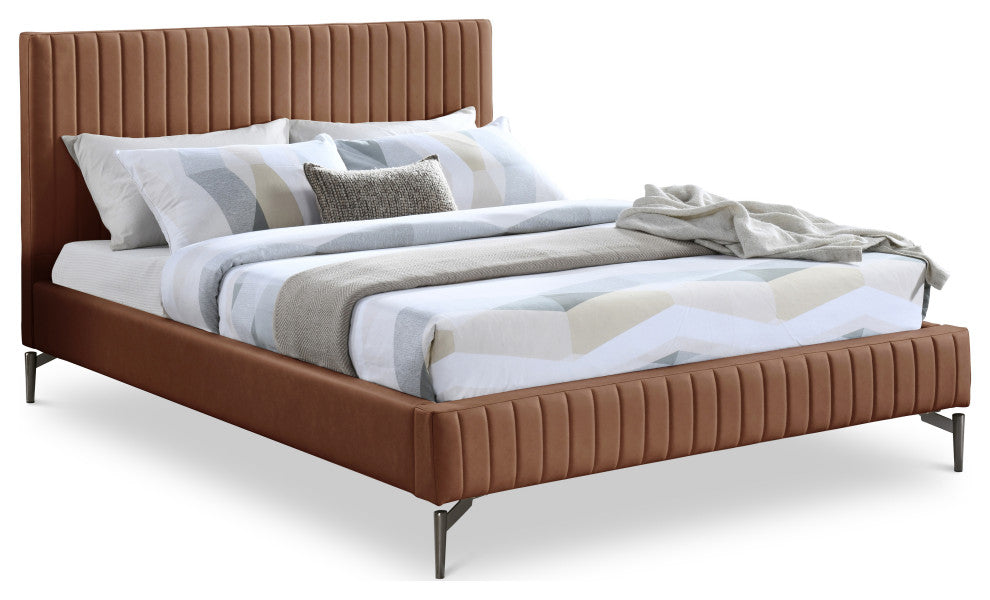 Gallo Vegan Leather Upholstered Bed, Cognac, King