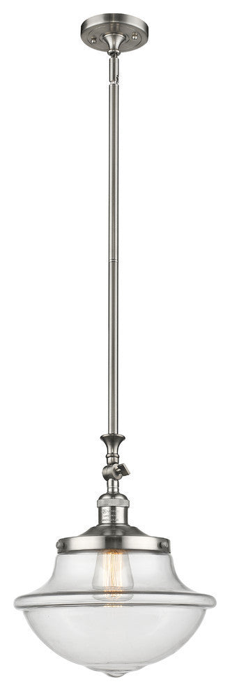 Large Oxford 1-Light Mini Pendant, Brushed Satin Nickel, Clear