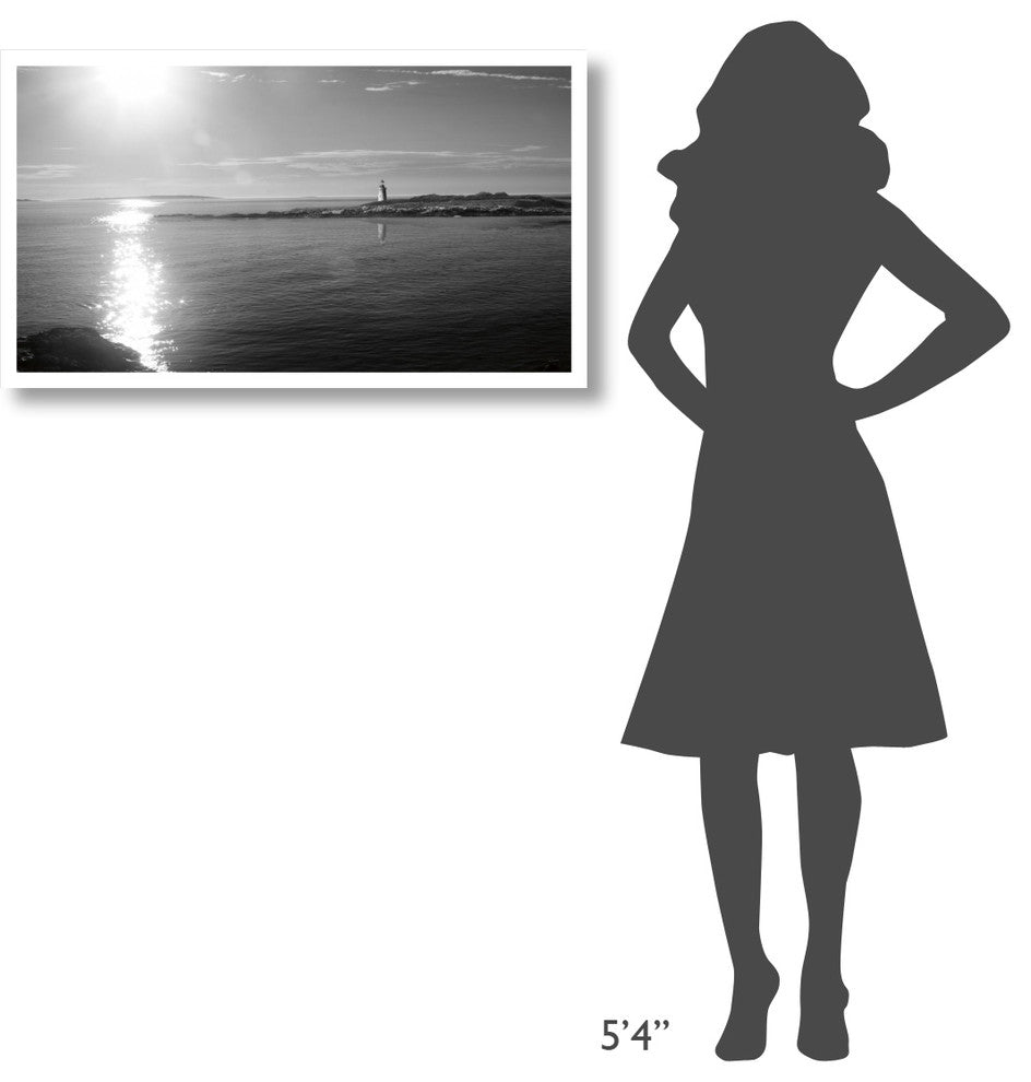 "Lighthouse Sound Black and White" Digital Paper Print by Sue Schlabach, 38"x22"