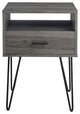 Pemberly Row 18" Single Drawer Hairpin Leg Bedroom Nightstand in Slate Gray