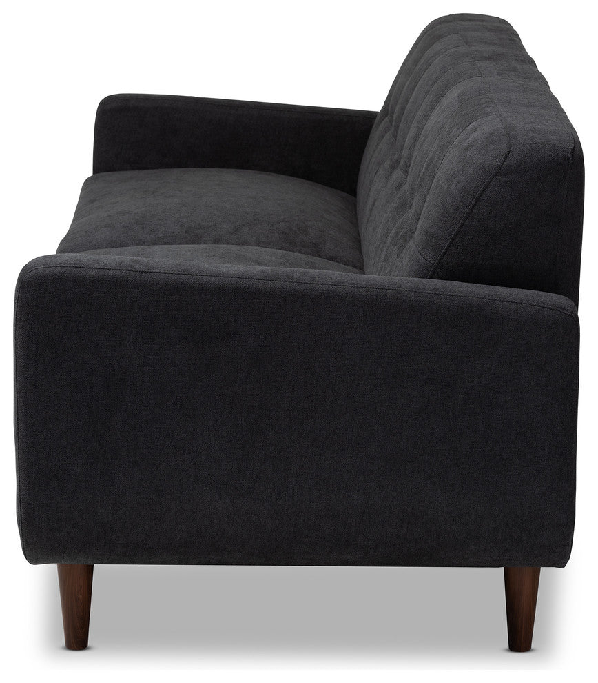 Gilroy Mid-Century Modern Upholstered Sofa, Dark Gray