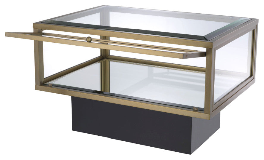 Brass Framed Glass Side Table, Eichholtz Ryan