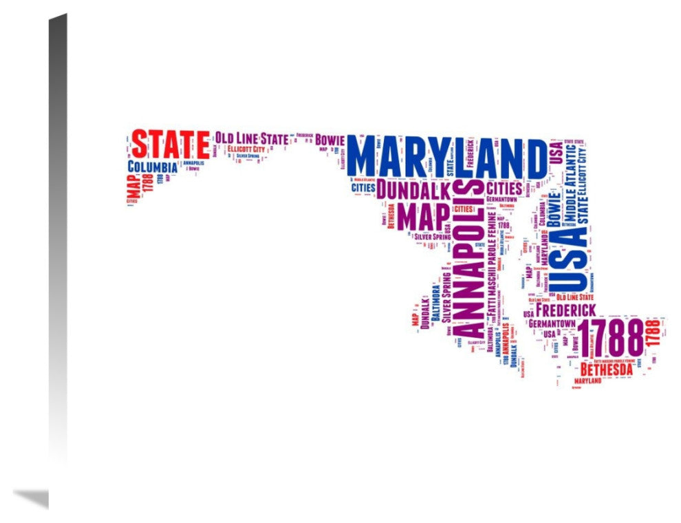 "Maryland Word Cloud Map" Fine Art Print