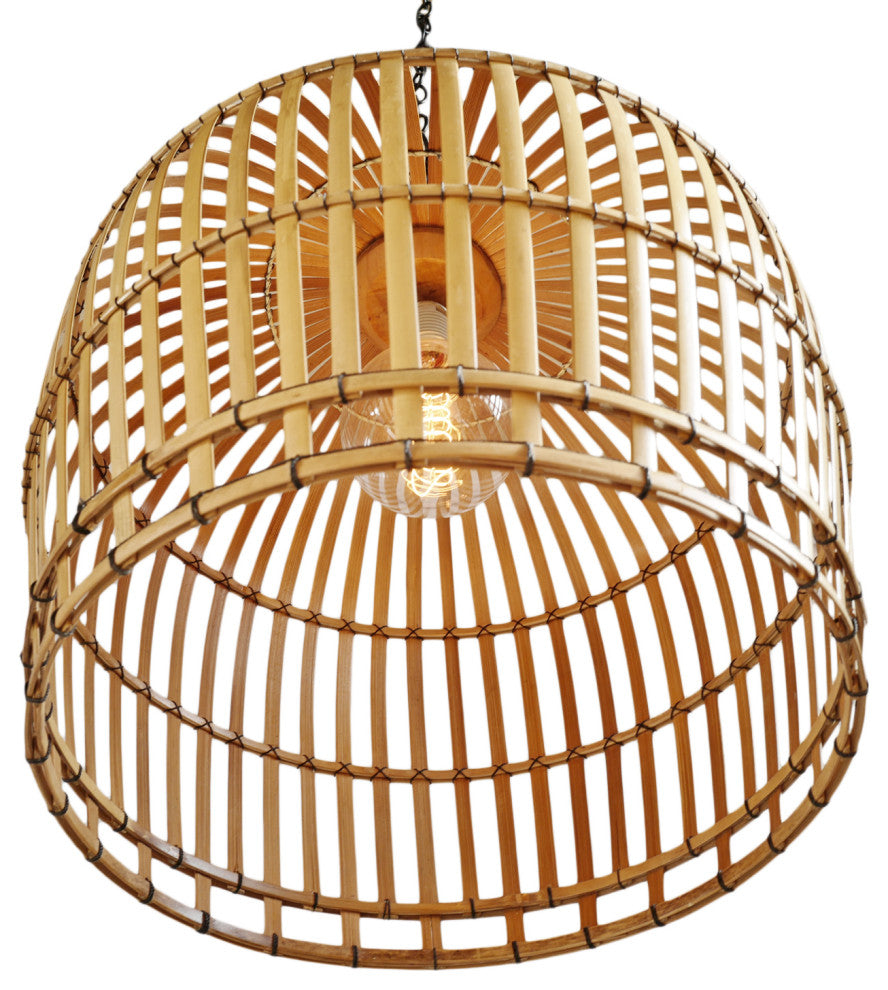 Bamboo Strip Cage Pendant Light