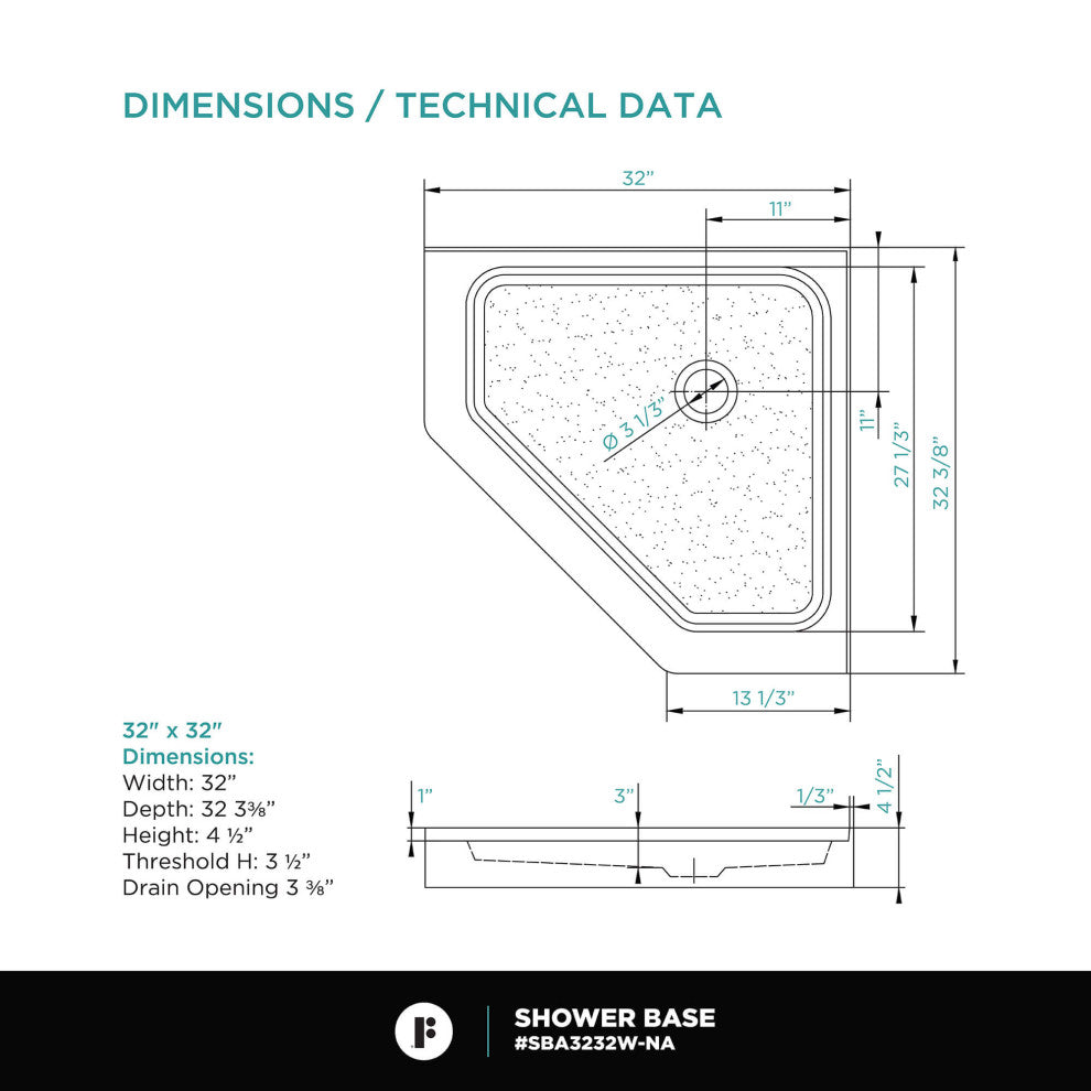 Glass Shower Enclosure Set with Acrylic Shower Base, Satin Brass, 40" X 40"