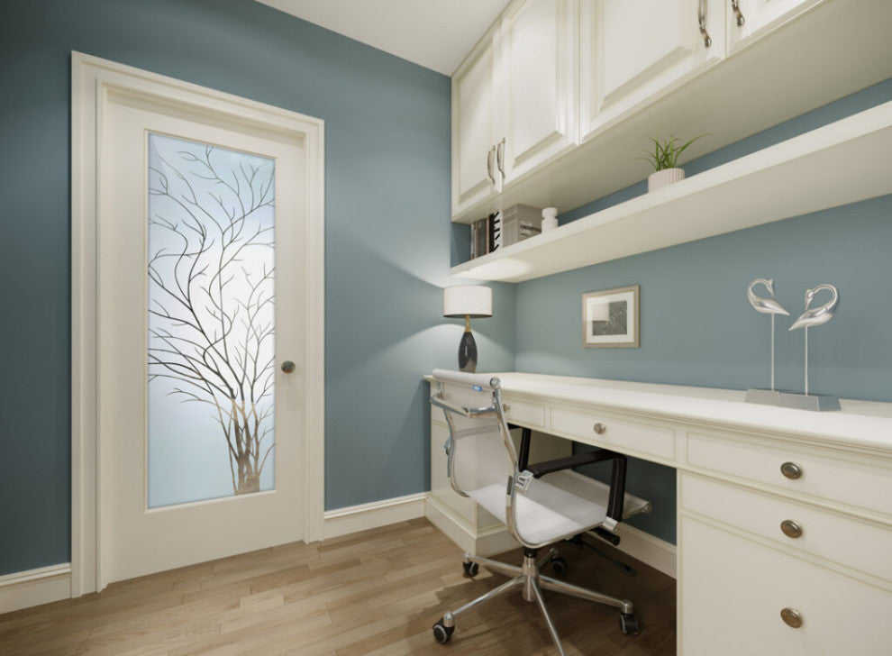 Interior Prehung Door or Interior Slab Door - Wispy Tree - Primed - 28" x...