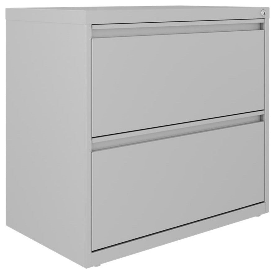 Hirsh 30 inch W 2 Drawer Metal Lateral 101 File Cabinet Arctic Silver