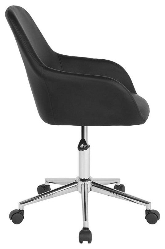 Cortana Home and Office Mid-Back Chair, Black Leather