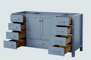 Ariel Cambridge 60" Base Cabinet, Gray, Single Sink Base Cabinet