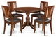 5 Pc Dining Set, Mahogany Table, 4 Mahogany Faux Leather Comfortable Chairs