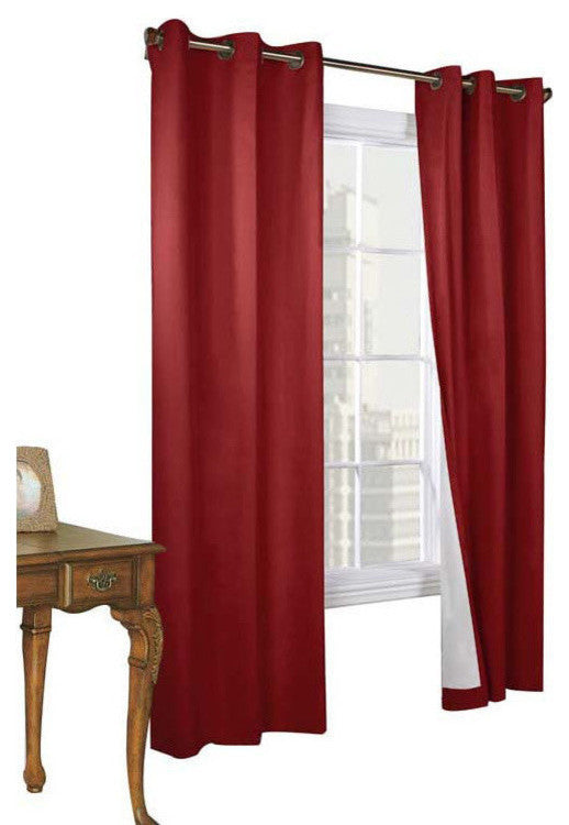 Thermalogic Weather Cotton Fabric Grommet Top Window Panel Pair Burgundy