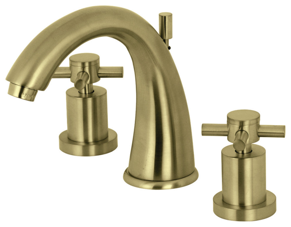 Kingston Brass Widespread Bathroom Faucet With Brass Pop-Up, Brushed Brass