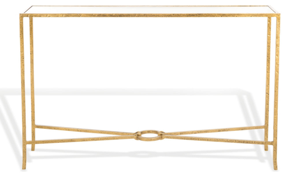 Safavieh Couture Tauri Metal Console Table, Brass/Clear