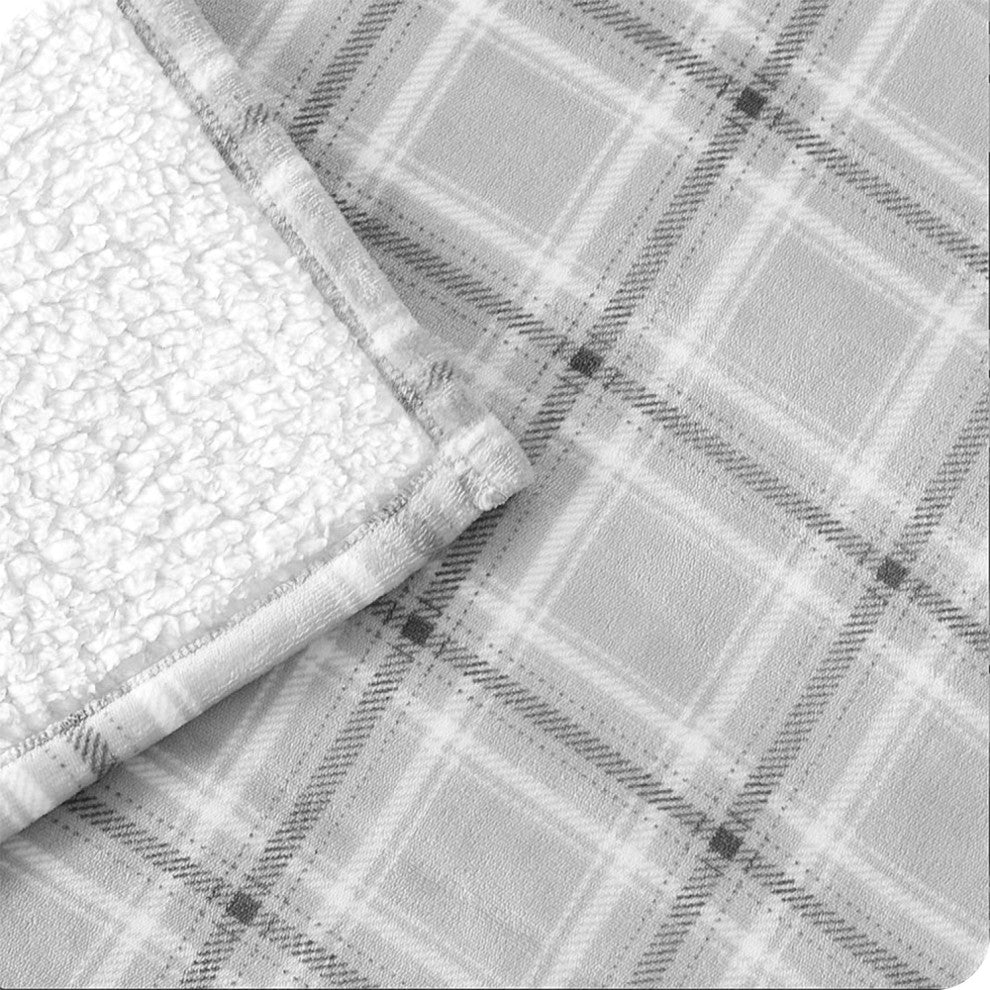 Fleece Sherpa Blanket, Tartan Plaid, King