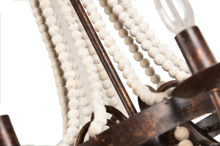 Rustic 6-Light Wood Bead Chandelier, Rustic