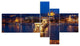 Illuminated Cain Bridge Budapest, Cityscape Canvas Art Print, 60"x32", 5 panels