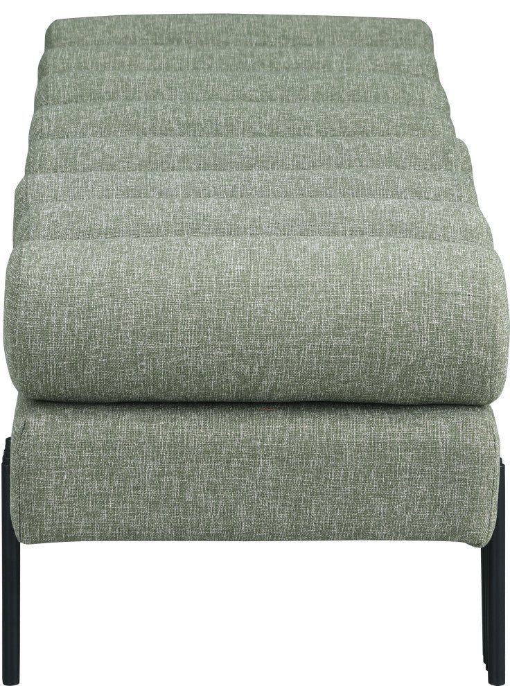 Akeela Linen Textured Fabric Upholstered Bench, Green
