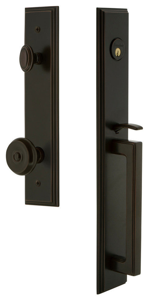 Carre' 1-Piece Dummy Handleset, D Grip and Bouton Knob, Timeless Bronze, 848912