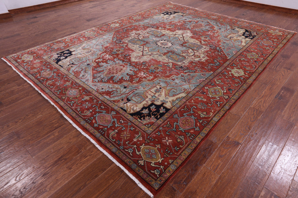 Hand Knotted Persian Fine Serapi Wool Rug 9' 0" X 11' 10" - Q14700