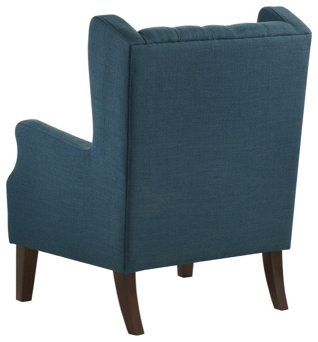 Irwin Linen Button Tufted Wingback Chair, Blue