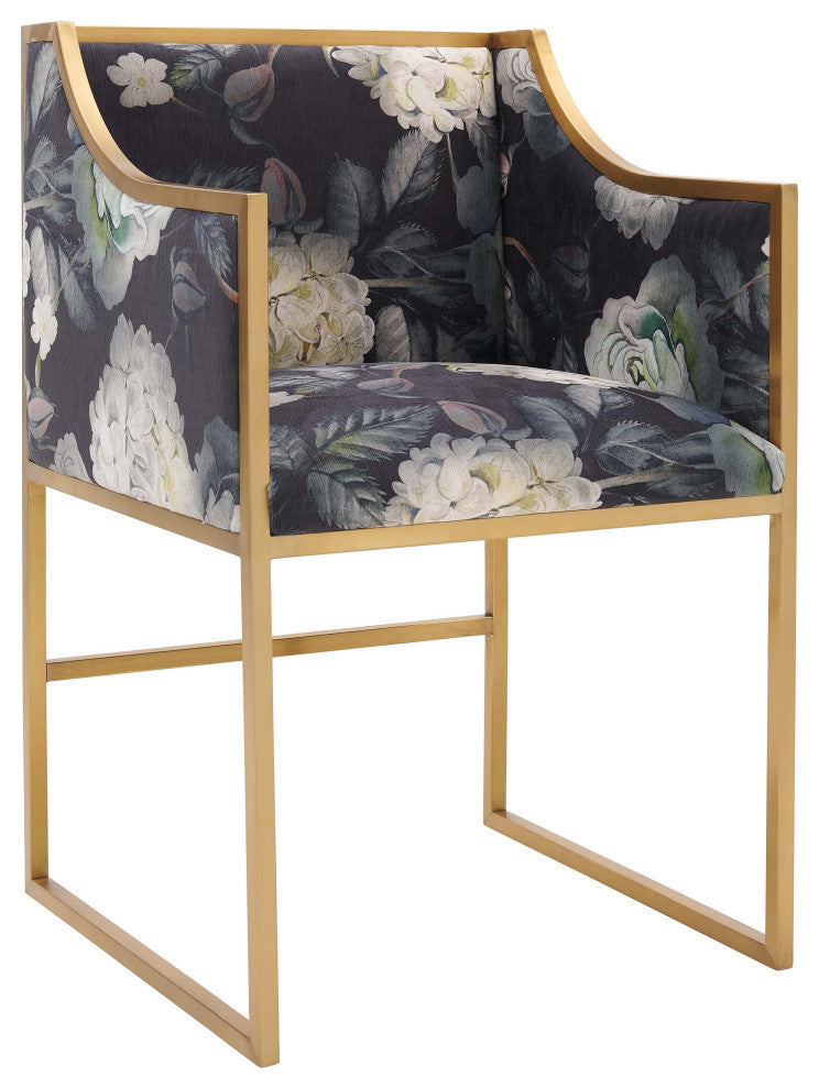 Atara Floral Velvet Gold Chair